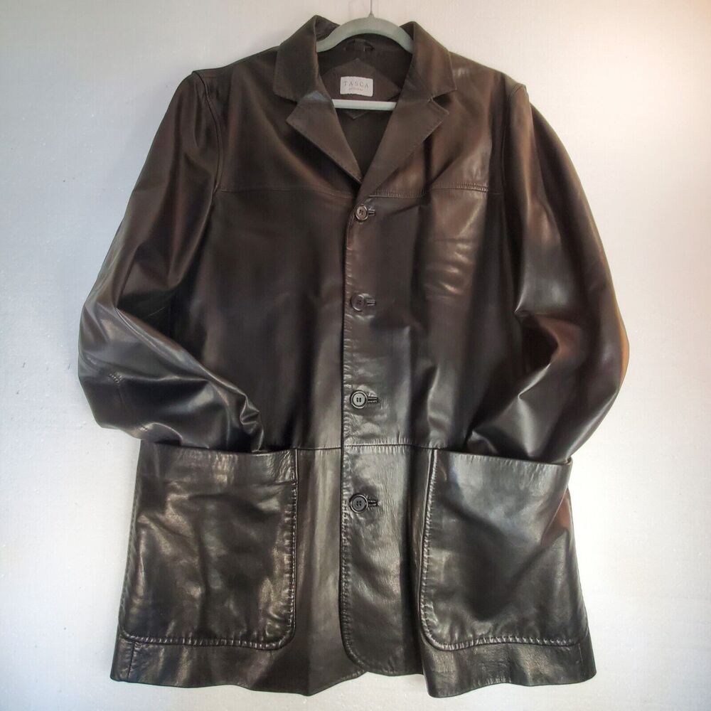 Tasca Collection Men's Black Leather Jacket Made In Turkey Size Med - GORGEOUS!